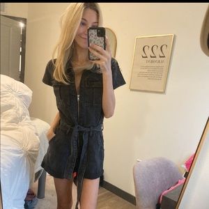 White Fox Boutique Black Denim Romper!